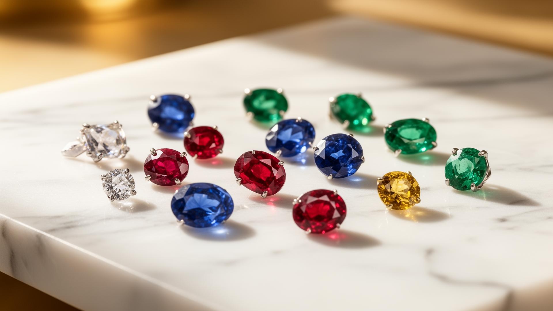 Luxury gemstones on marble